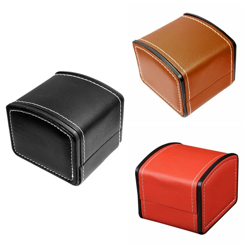 

Watch Flip Box Simple Style PU Leather Detachable Pillow Jewelry Display Container Storage Holder Travel Organizer Case
