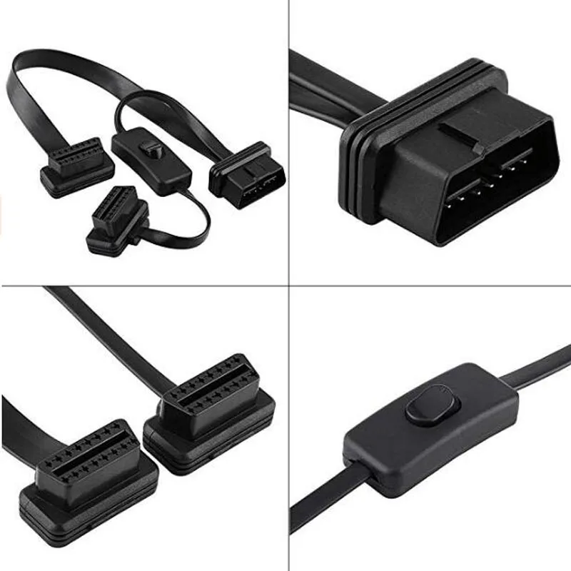 Удлинительный Кабель OBDII полный 16 Pin 2 в 1 с переключателем Obd Obd2 ELM327 сканер ELM 327 V2.1