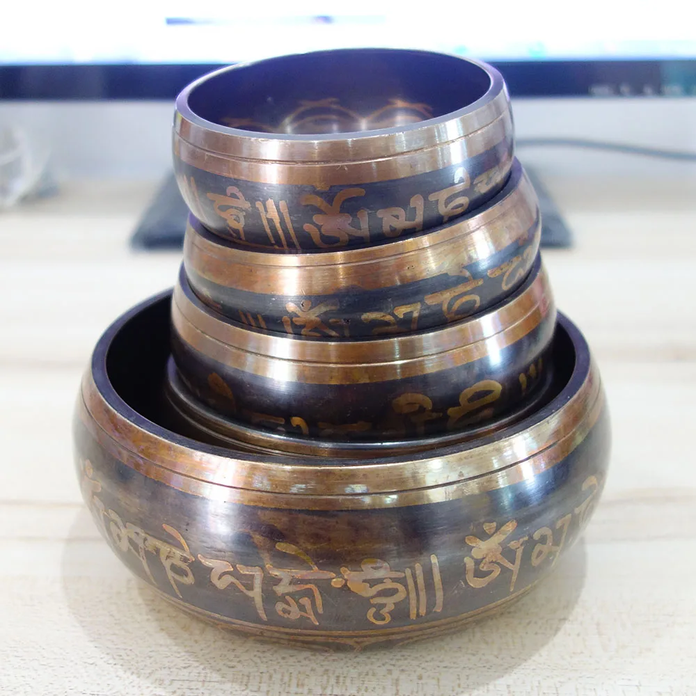 Тибетская чаша из черной латуни для пения 7 разных размеров|Миски и тарелки| |