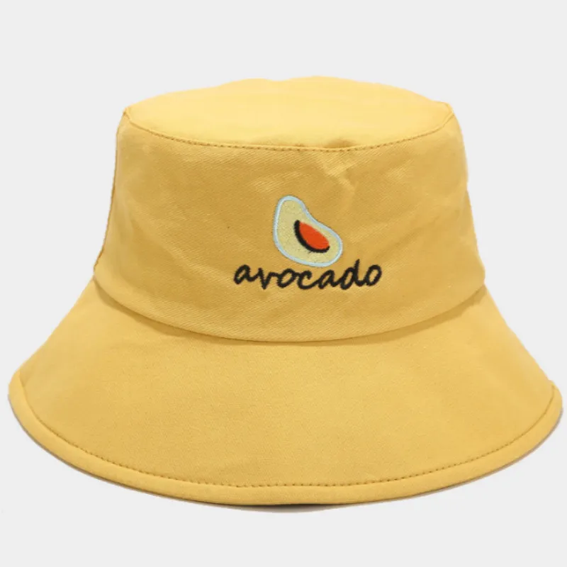 Панама с широкими полями и авокадо хлопковая Кепка вышивкой летняя женская шапка