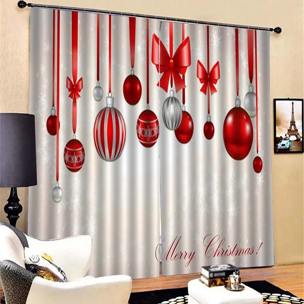 Christmas Decoration Full Blackout Hook Print Curtain Bedroom Decorative Butterfly Wind Chimes Snowflake | Дом и сад
