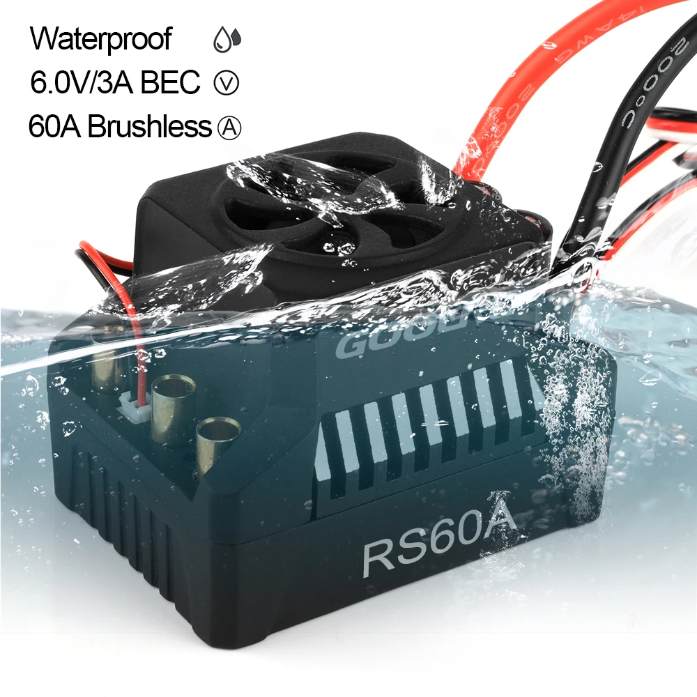 GoolRC 3660 3800KV бесщеточный двигатель с радиатором 60A брызгозащищенный электронный