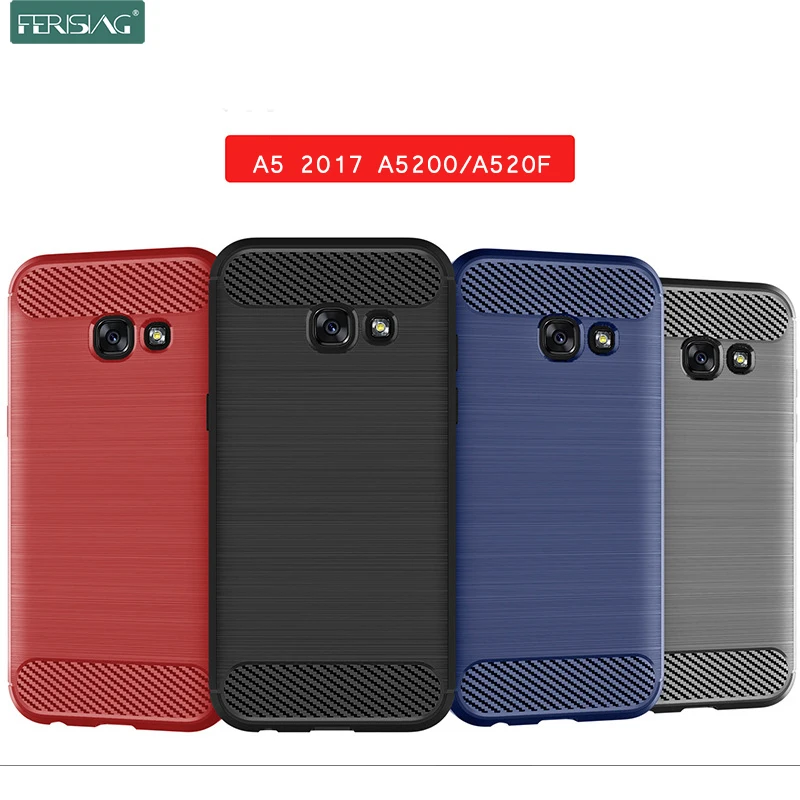 Чехол для Samsung Galaxy A5 2017 силиконовый бампер из ТПУ ударопрочный карбоновый чехол