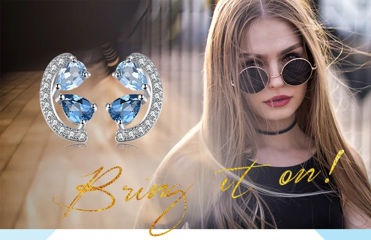 Jewelrypalace 0.8ct Природный Голубой топаз и Лондон Голубой топаз кластера Серьги-гвоздики натуральная 925 серебро Для женщин ювелирные изделия