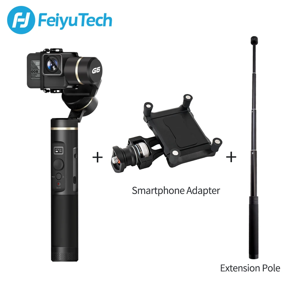 G6 pole phonemount FeiyuTech G6 ударопрочный ручной шарнир Feiyu экшн-камера Wifi+ Bluetooth OLED экран угол наклона для Gopro Hero 6 5 RX0 - Цвет: G6 pole phonemount
