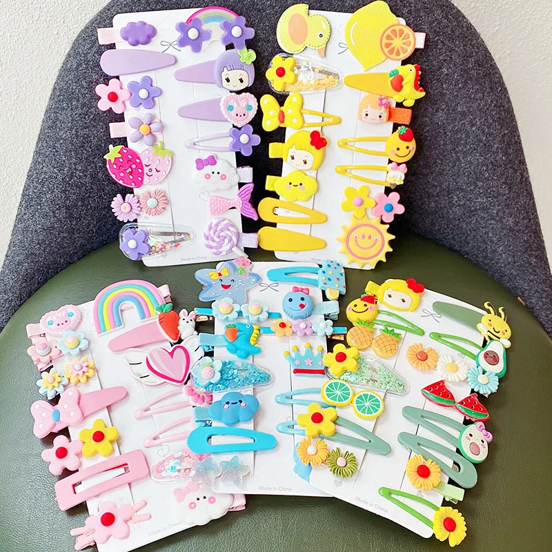 14 шт./компл. новые милые красочные заколки для волос с мультяшными цветами
