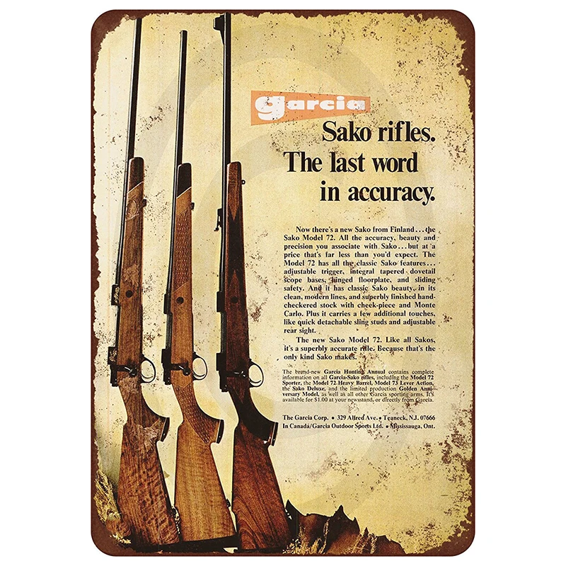 

Retro Hunting Rifle Metal Sign Vintage Tin Plate Painting Wall Decor For Gun Store Bar Pub Club Party Home Decor Signs 20x30cm