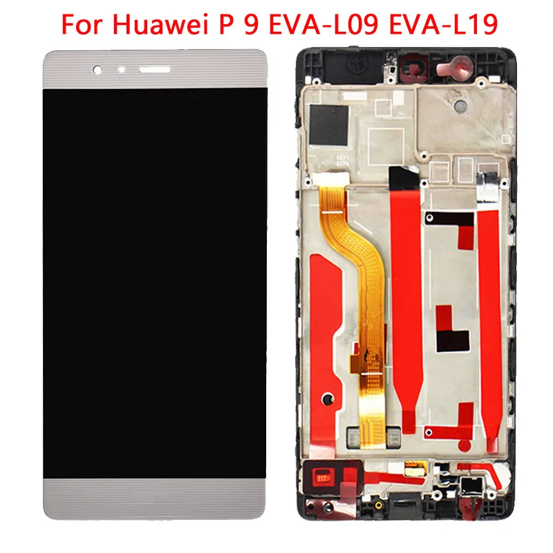 5 9 дюймовый дисплей для HuaWei P9 ЖК с рамкой сенсорный экран искусственная кожа