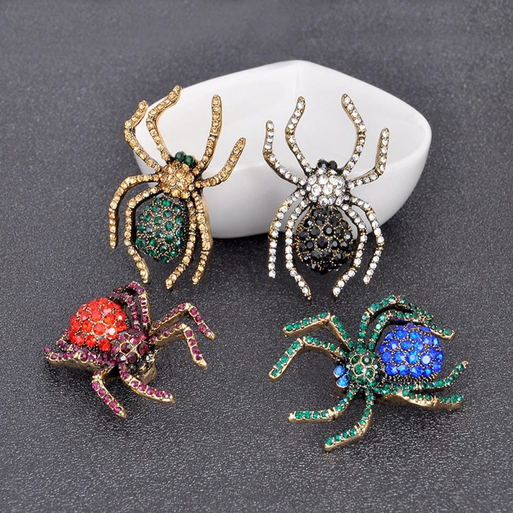 Стразы броши пауки для женщин массивные красочные насекомые большие винтажные