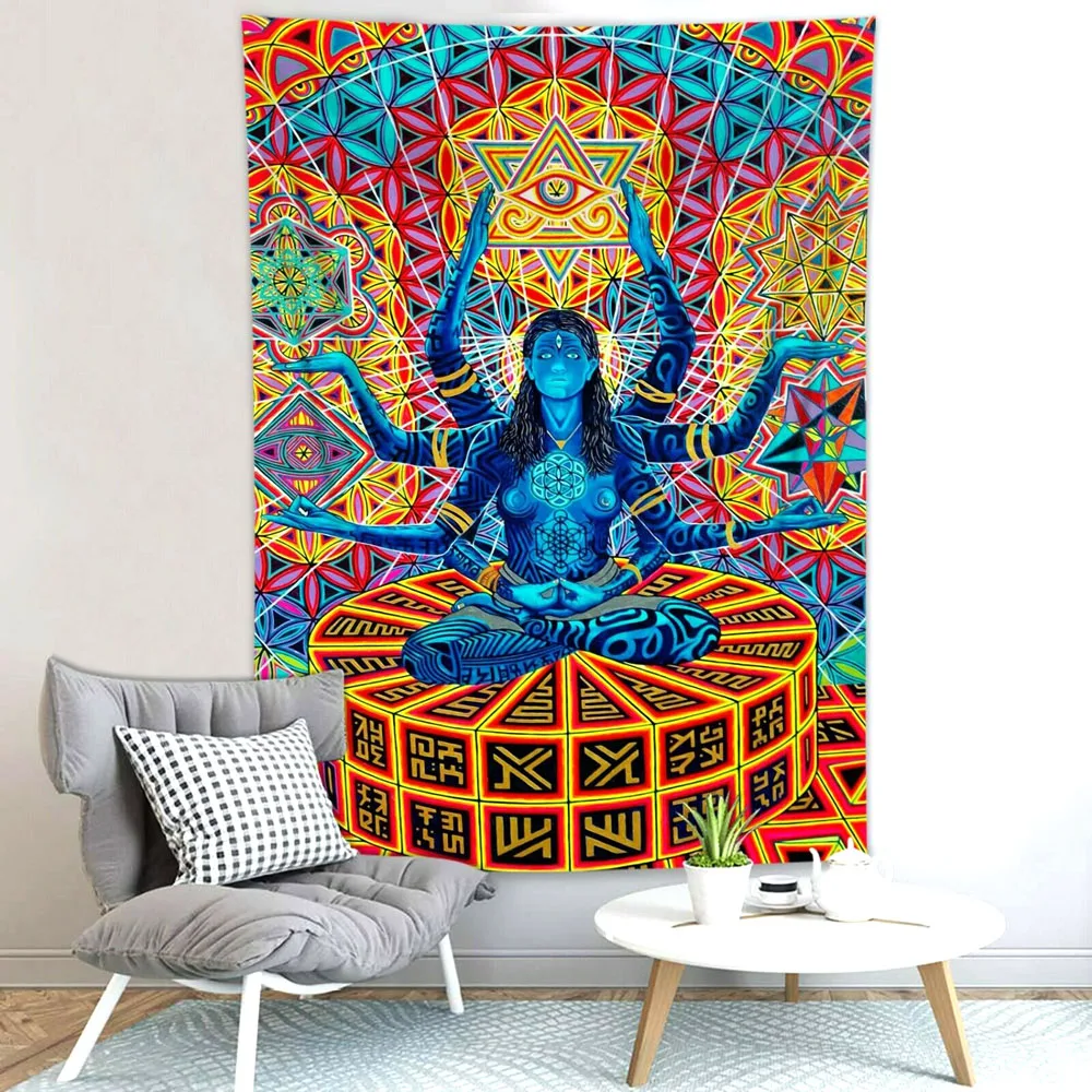 Индийская богиня Кали гобелен Йога Медитация настенное ведро висячее аниме
