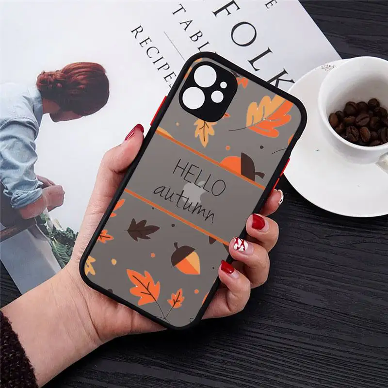 

Pumpkin happy Fallen leaves Phone Cases matte transparent For iphone 7 8 11 12 plus mini x xs xr pro max cover