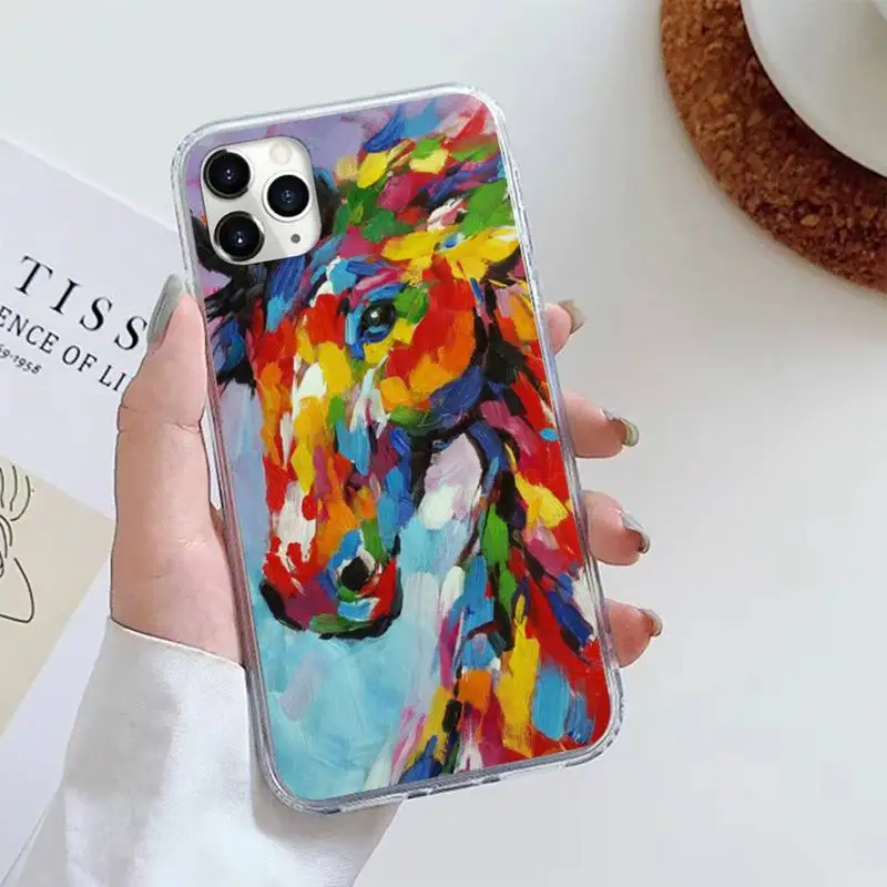 

Painted style horse Steed Phone Case For iphone 12 5 5s 5c se 6 6s 7 8 plus x xs xr 11 pro max high quality Anti-fall capa