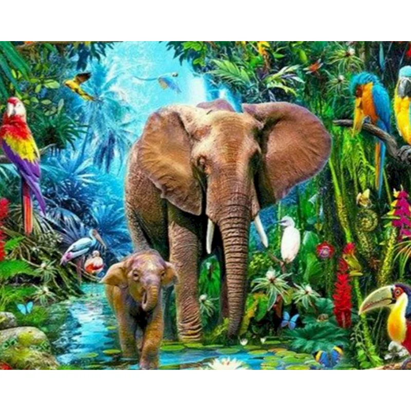 

Gatyztory Frame DIY Painting By Numbers Kit Elephant Animals Handpainted Oil Painting Unique Gift For Home Decor 40x50cm Artwork