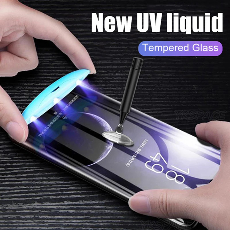 UV Liquid Full Glue 9H Tempered Glass For OPPO Find X2 X3 Neo Reno 3 4 5 Pro Ace 2 Transparent Screen Protector Case Friendly