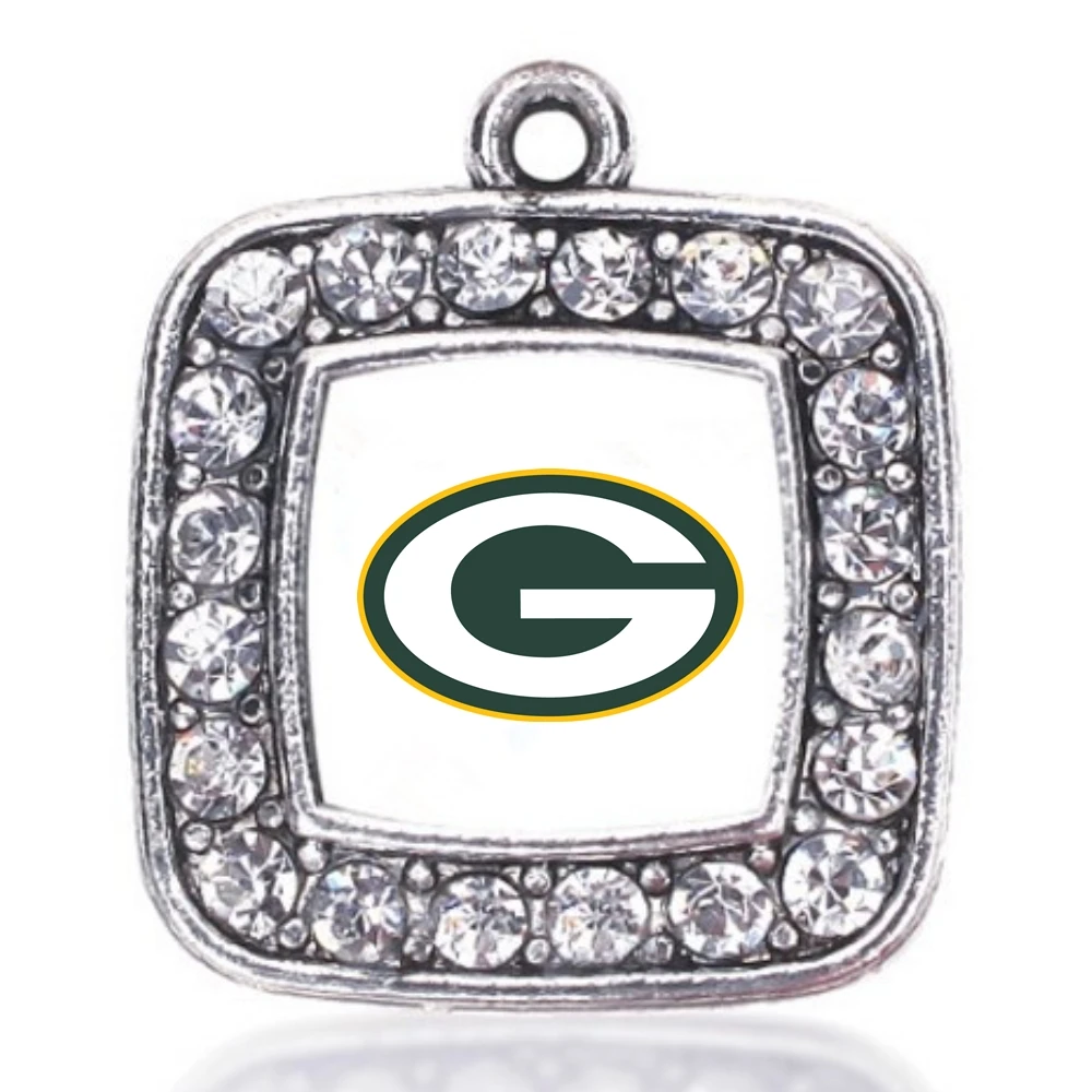 

GB FOOTBALL CHARM ANTIQUE SILVER PLATED CRYSTAL JEWJLRY