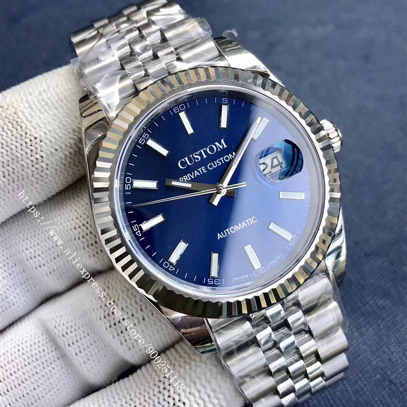 

luxury brand automatic mechanical watch for the Men's watches men 40mm aluminum bezel brushed bracelet 4
