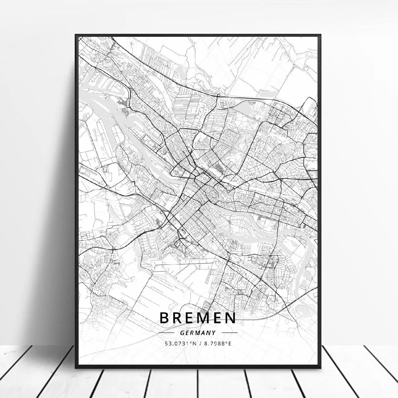 

Erlangen Wuppertal Regensburg Kleve Cologne Bremen Germany Canvas Art Map Poster