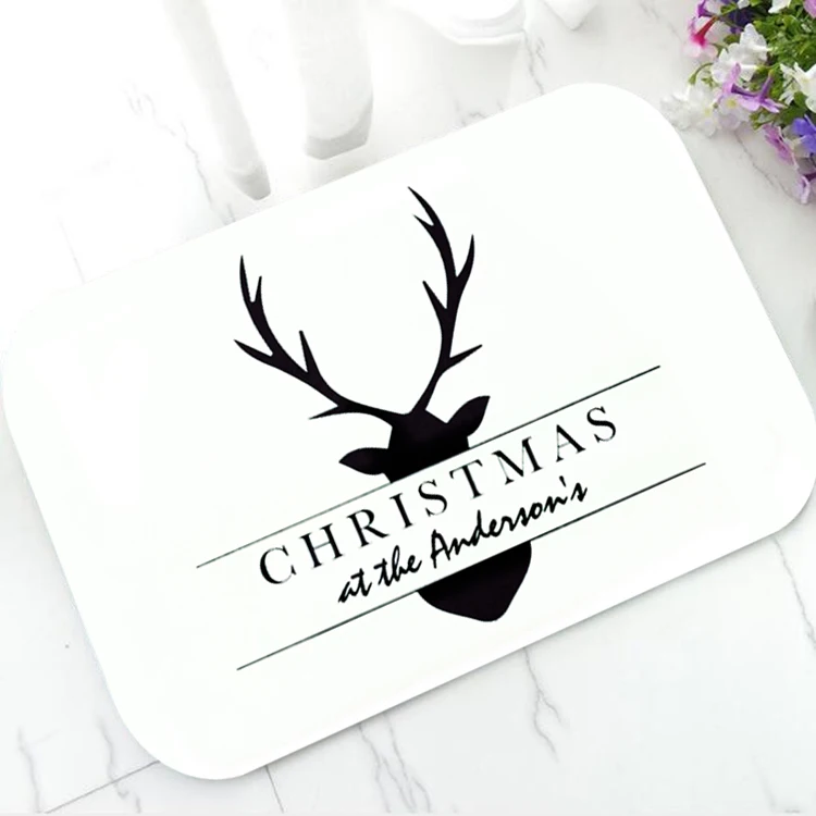 Стильный Серый индивидуальный Рождественский дверной коврик для ванной с