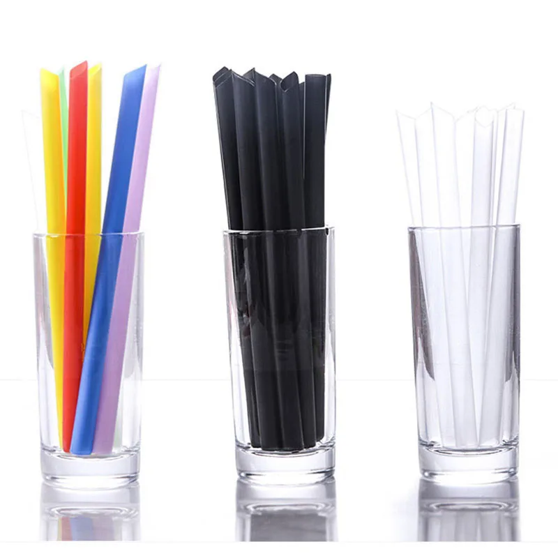 100pcs 1cm Wide Disposable Drinking Straws - Mixed Colors Plastic Beverage Straws - Pearl Milk Tea Plastic Straws - Party Bar Supply image 2