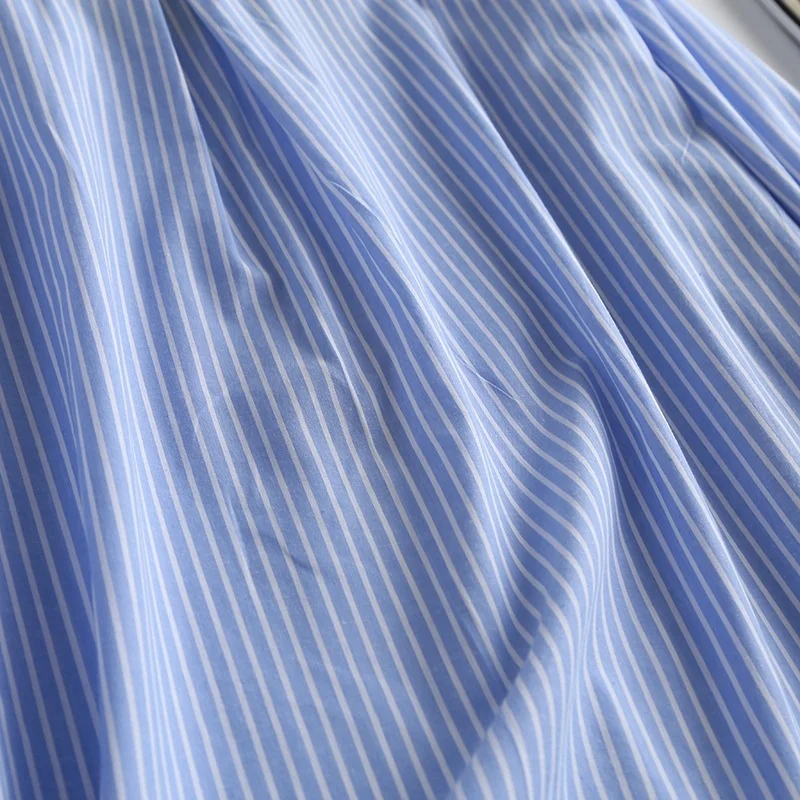 

Toppies 2021 Autumn Women's Blue Striped Shirts Ladies Leisure Long Sleeve Shirt 95%cotton Blouses Tops Streetwear
