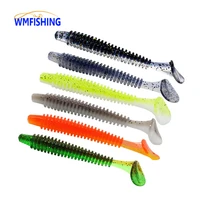 100pc soft lures 50mm screw t tail jigging fishing lures wobblers tackle double color bass pike aritificial silicone swimbait