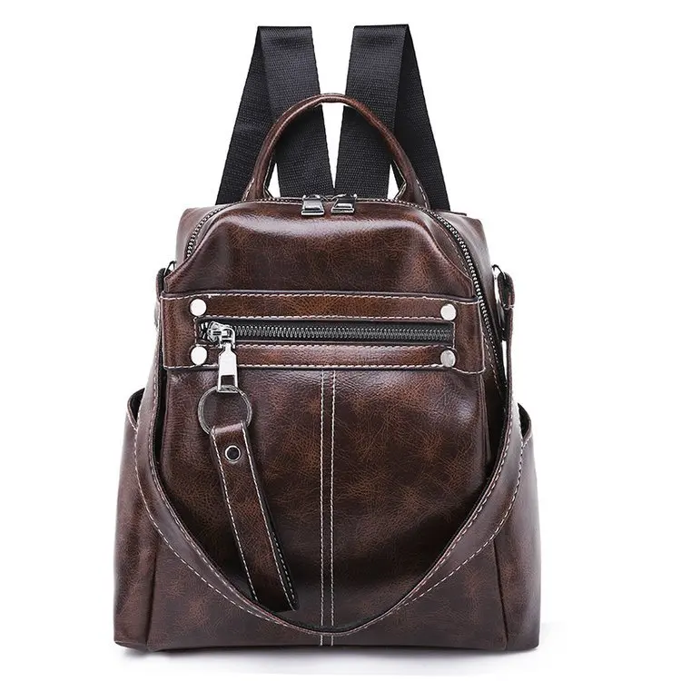 

new hot Trend Retro Simple Soft Leather Street Trend Large-capacity Multi-use Backpack