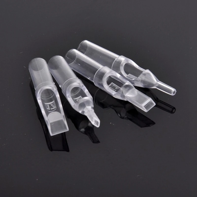 

50pcs/lot Tattoo Tips Tubes 15FT Disposable Transparent Plastic Flat Tips Sterilized Tubes Tattoo Needle Accessories