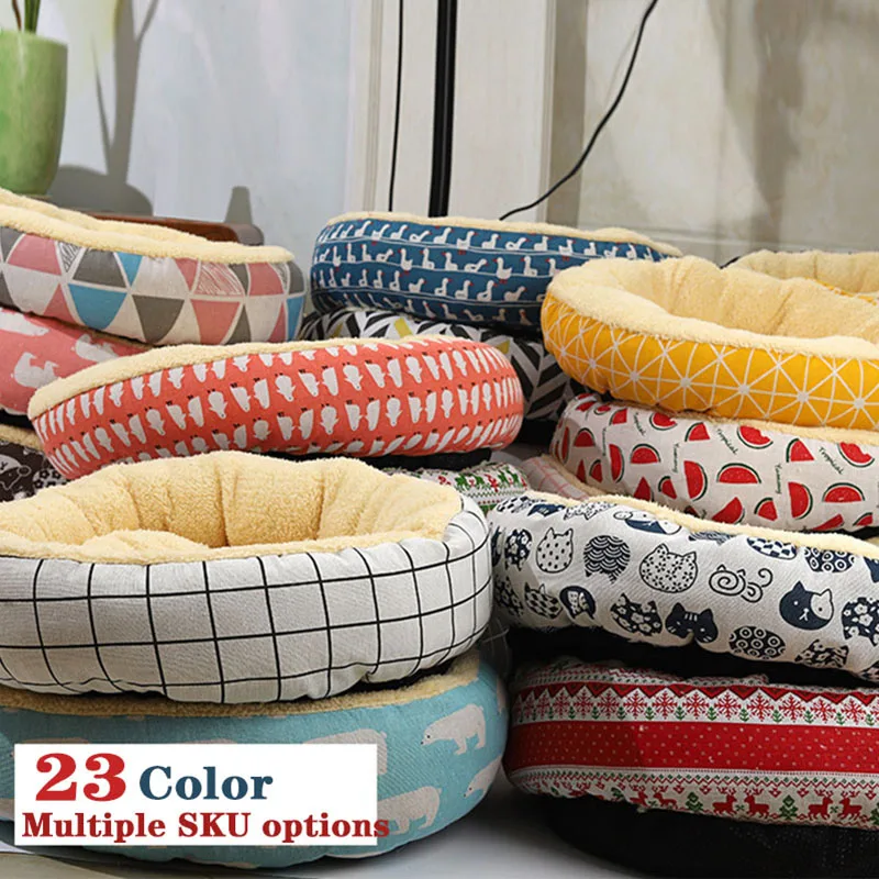 

Супермягкая кровать для собак, плюшевый коврик для кошек с принтом, кровать для больших собак, кровать для лабрадоров, круглая подушка, това...