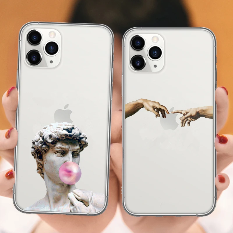 Мягкий чехол для телефона Art Fresco Michelangelo Creation of Adam для iPhone 11 Pro Max SE 5S 6 6s 7 8 Plus X XR XS MAX