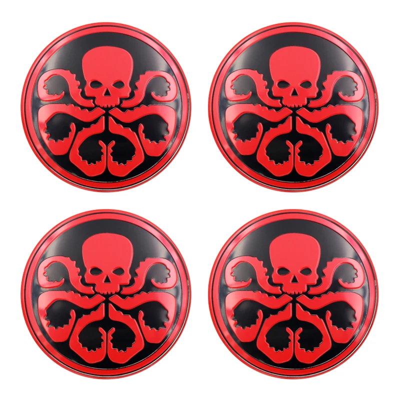 4pcs Octopus Skull Car Steering Wheel Center Sticker Hub Cap Emblem Badge Stickers Symbol For BMW Nissan Styling | Автомобили и