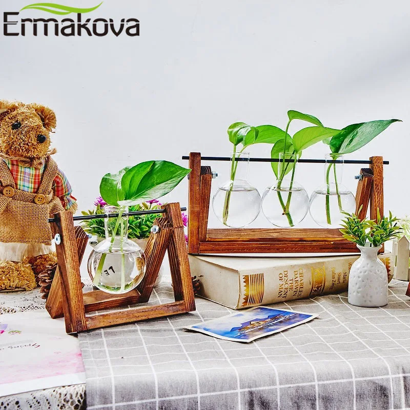 Настольная лампочка ERMAKOVA ваза для гидропонного стекла террариума деревянная