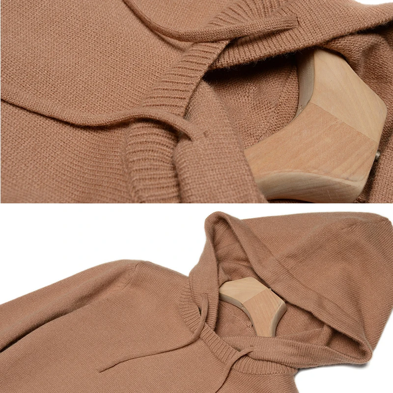 WYWAN женское Повседневное трикотажное платье с капюшоном однотонный пуловер