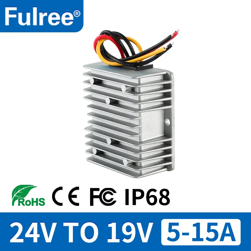 

24V DC to 19V DC 5A 10A 15A Buck Voltage Converter 24 Volt Step Down 19 Volt Regulator Car Laptop Notebook Computer Power Supply