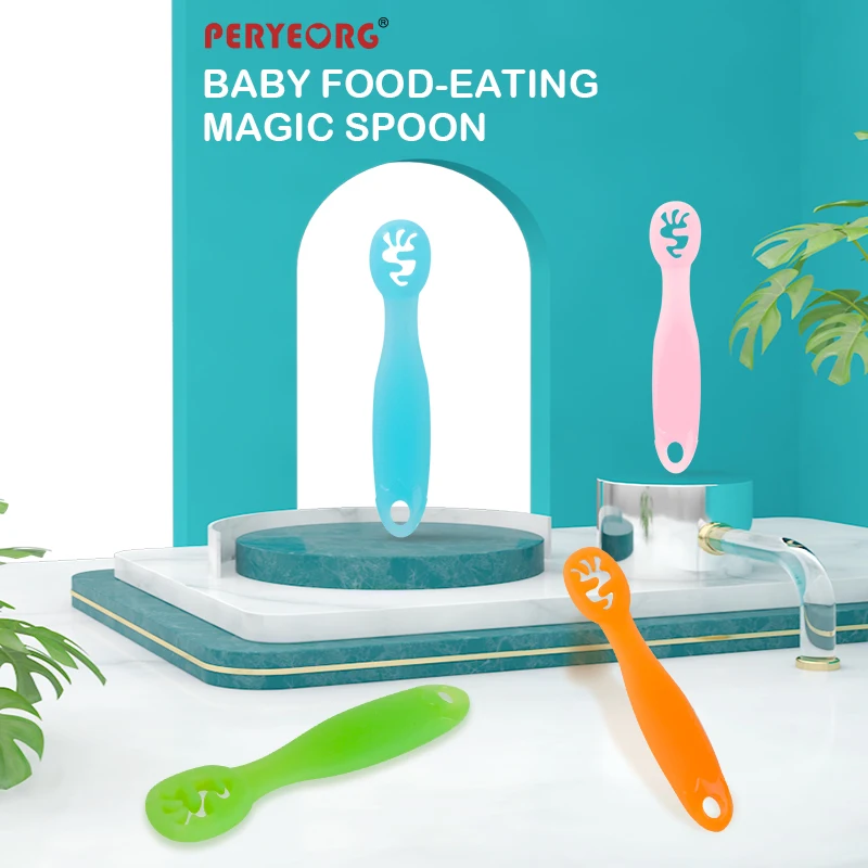 

Baby First Learning Spoon Suitable Molars Children Food Baby Feeding Tools Baby Soft Silicone Spoon