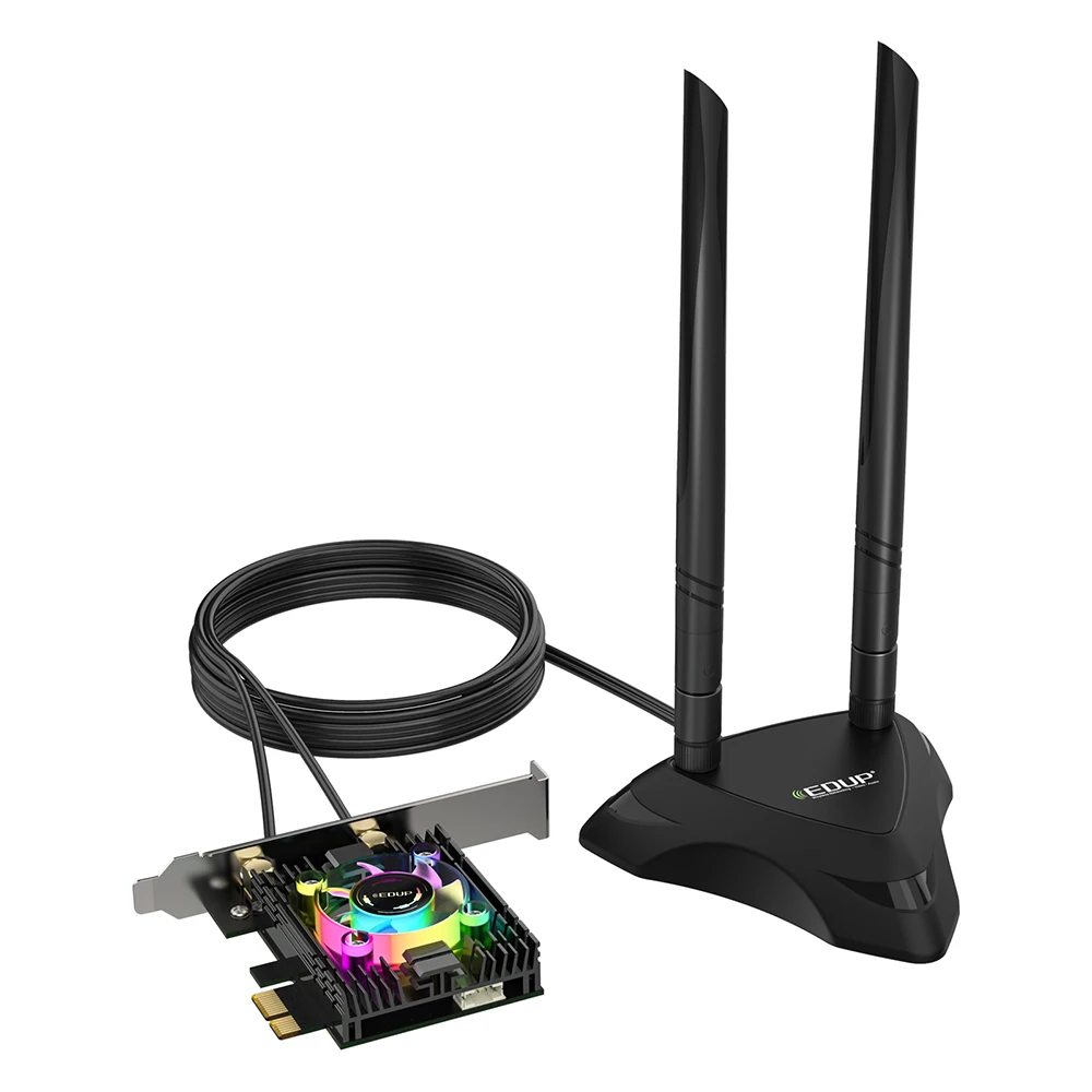 6-канальный Wi-Fi-адаптер EDUP 3000 Мбит/с Bluetooth 5 1 двухдиапазонный 2 4G/5G с радиатором