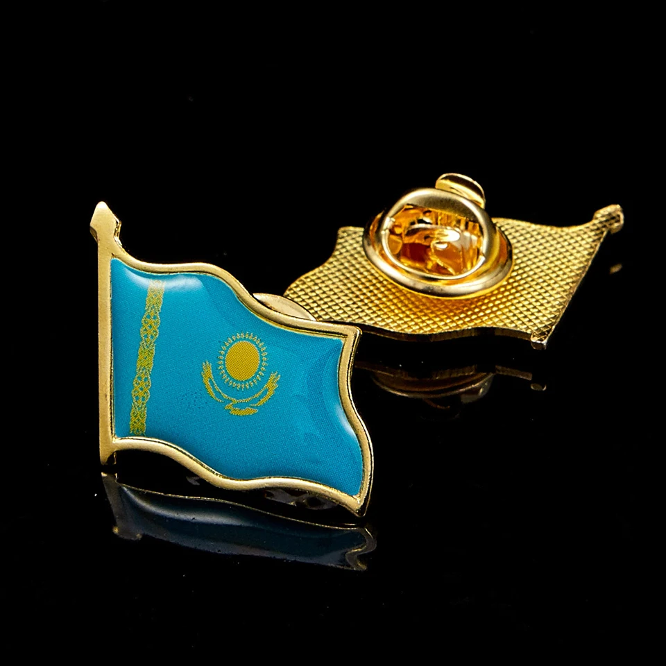 5 шт./лот Казахский перекрестный флаг Защитная булавка для лацкана Металлический