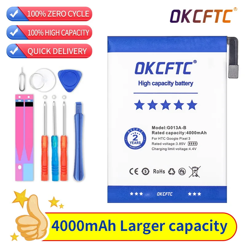 

OKCFTC 4000mAh G013A-B Battery For HTC GOOGLE PIXEL 3 G013B G013A Phone Latest Production High Quality Battery+Tracking Number