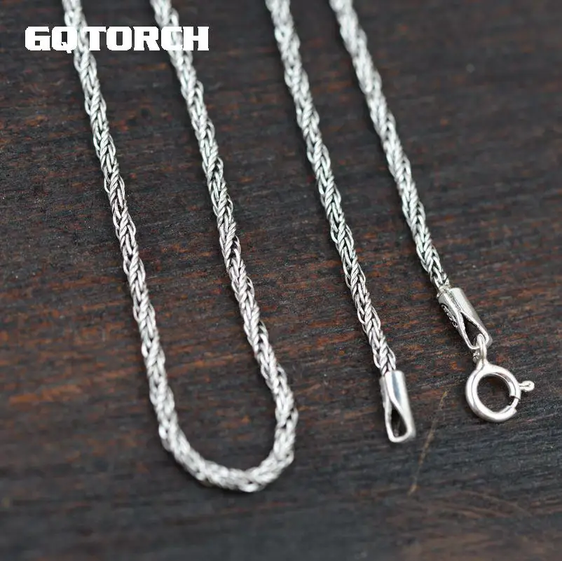 

Vintage 925 Sterling Silver Necklace Chain For Women And Men Hemp Rope Braided Type Fine Jewelry