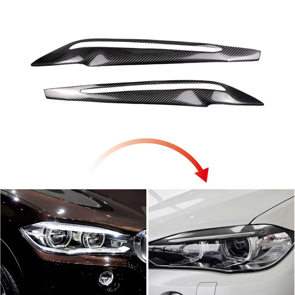 

Car Styling Headlight Trim Decorative Stickers Carbon Fiber Decorative Decals for X5 F15 2014-2017