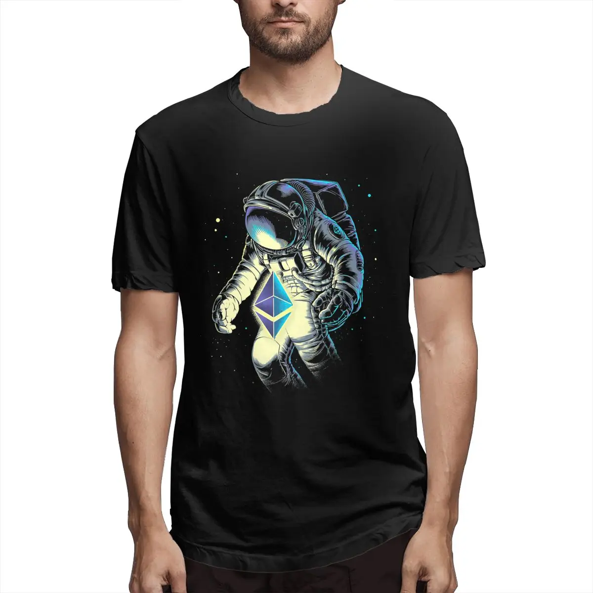 

Space Ethereum Classic- Men Unique Tee Shirt Short Sleeve Crewneck T-Shirt Pure Cotton New Arrival Clothes