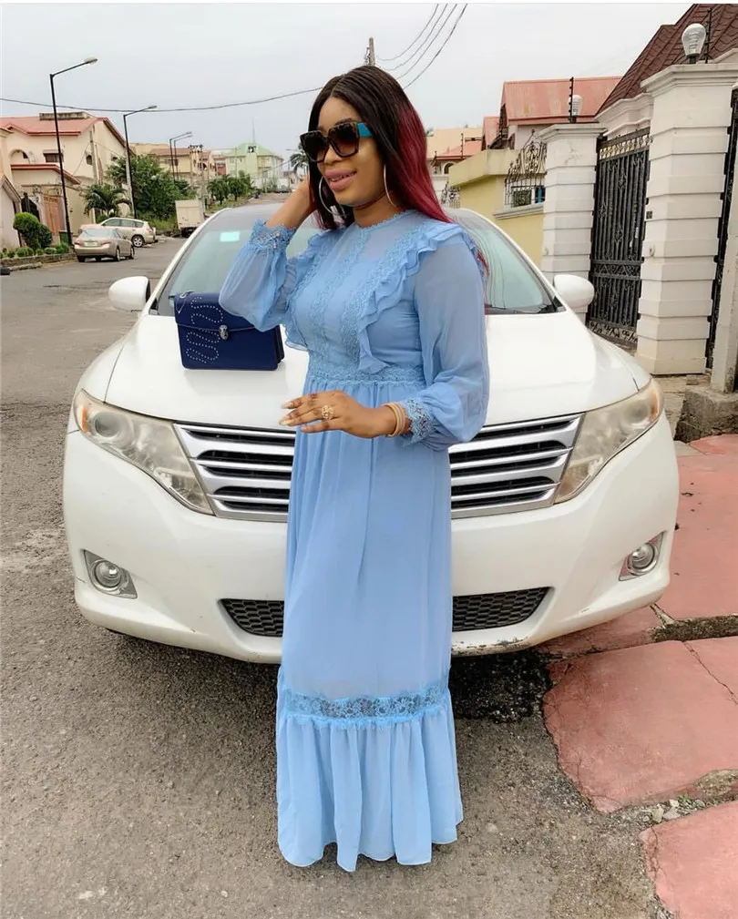 Женское длинное платье с круглым вырезом в африканском стиле Элегантное Длинное