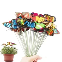 50pcs butterflies stakes patio butterfly ornaments on sticks balcony butterfly decoration stick party garden plant decoration