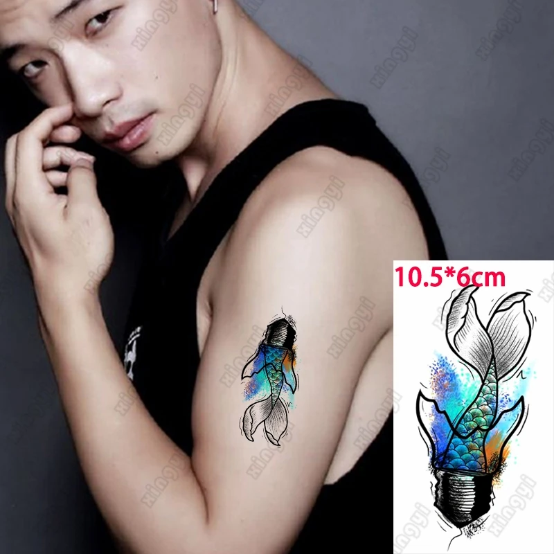 

Водостойкая Временная тату-наклейка, мультяшная рыба, Кит, солнце, луна, дети, руки, запястье, переводная искусственная татуировка, боди-арт ...