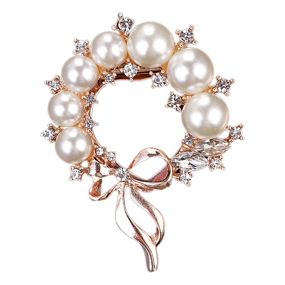 

Trendy Dual-Purpose Imitation-Pearl Brooch Rhinestone Alloy Wedding Bridal Pin Brooch
