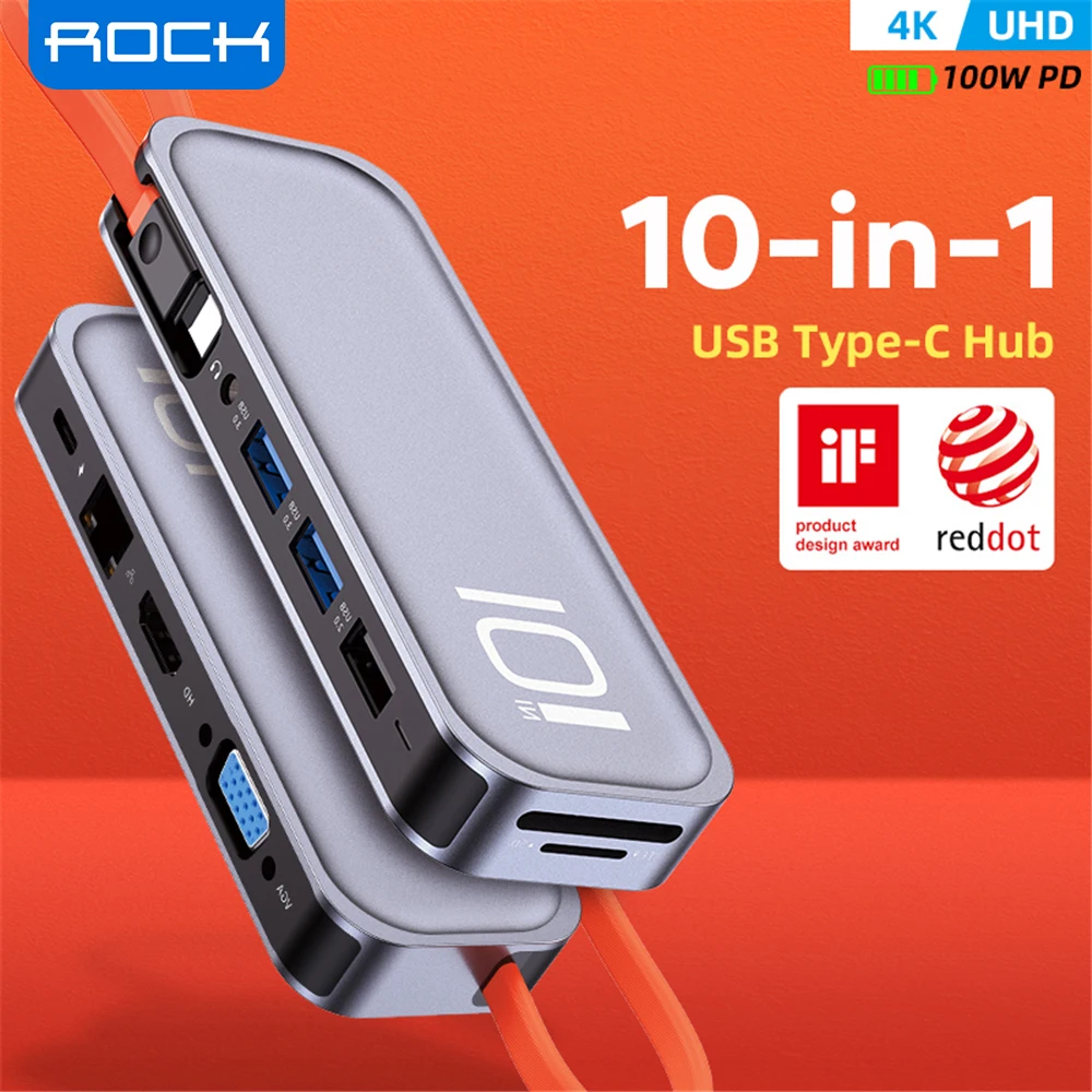 Адаптер ROCK usb хаб Type C USB 3 0 HDMI совместимая VGA RJ45 док станция для MacBook Pro Air Тип 1