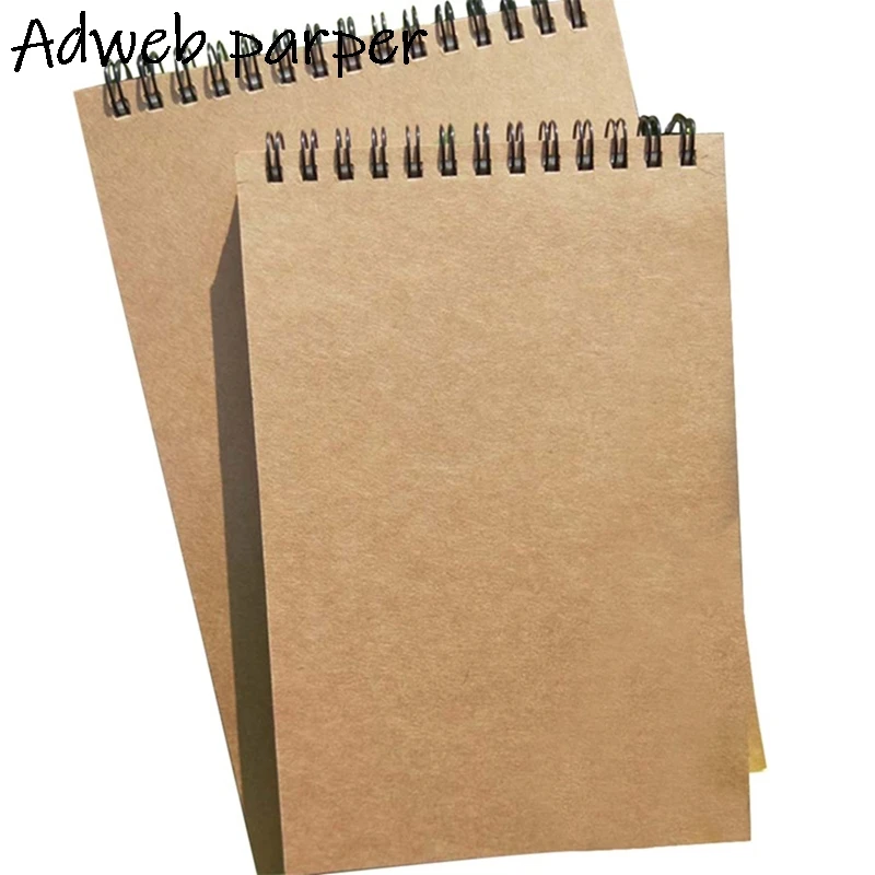 

50 Sheets/Set A5 Khaki Sketchbook Spiral Notebook Inner Blank Kraft Paper Cover School Supplies Pencil Drawing Notepad