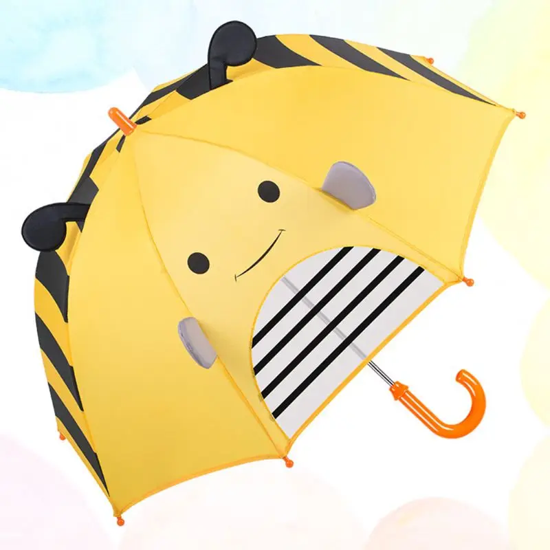 

2021 New Children Long Handle Umbrellas Bee Butterfly Shape Boys Girls Cartoon Umbrella Kids Gift
