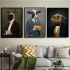 Картины маслом, элегантные плакаты с изображением собаки и лисы, живопись маслом Кот, настенное искусство для гостиной, домашний декор (без рамки)