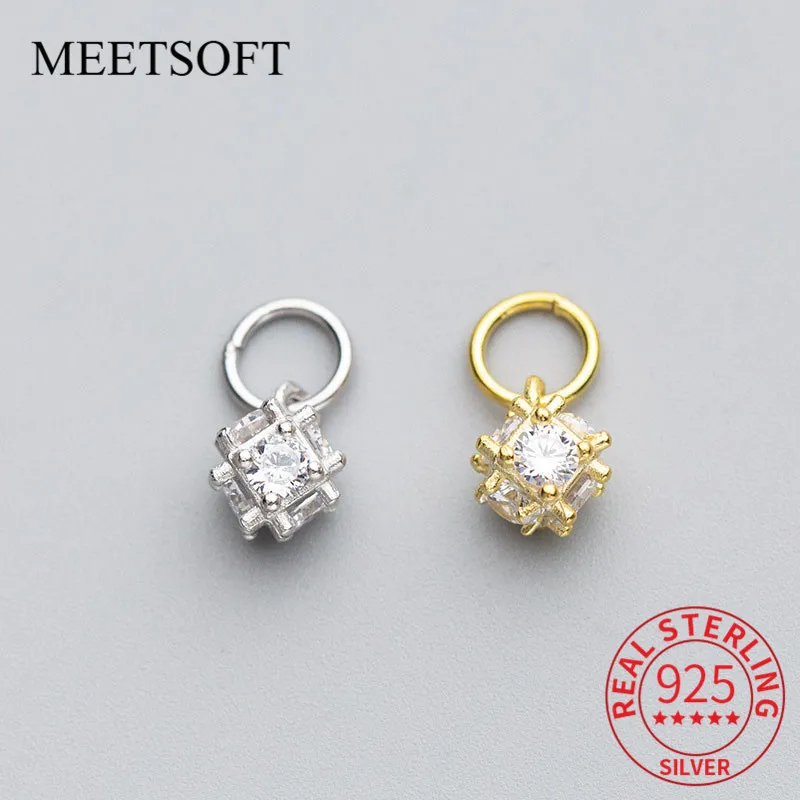 

MEETSOFT, классический браслет из стерлингового серебра 925 пробы с геометрическими квадратными искусственными элементами, аксессуар «сделай с...