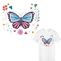 iron on flower butterfly patches for girl clothing diy applique heat transfer vinyl stickers stripes on clothes thermal press